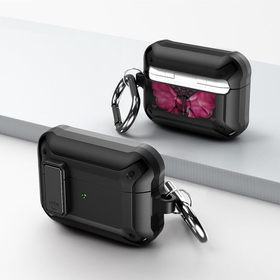 Duo Shield Secure Lock Designed For Airpods Pro With Hook, Black/Black