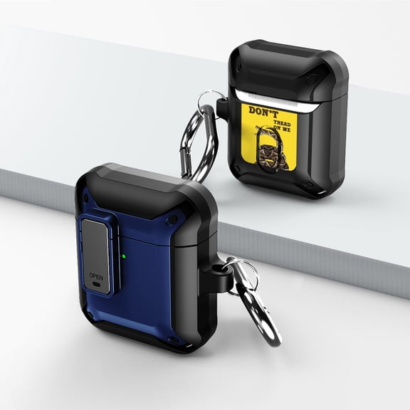 Duo Shield Secure Lock Designed For Apple AirPods Generation 1 & 2 With Hook, Blue/Black