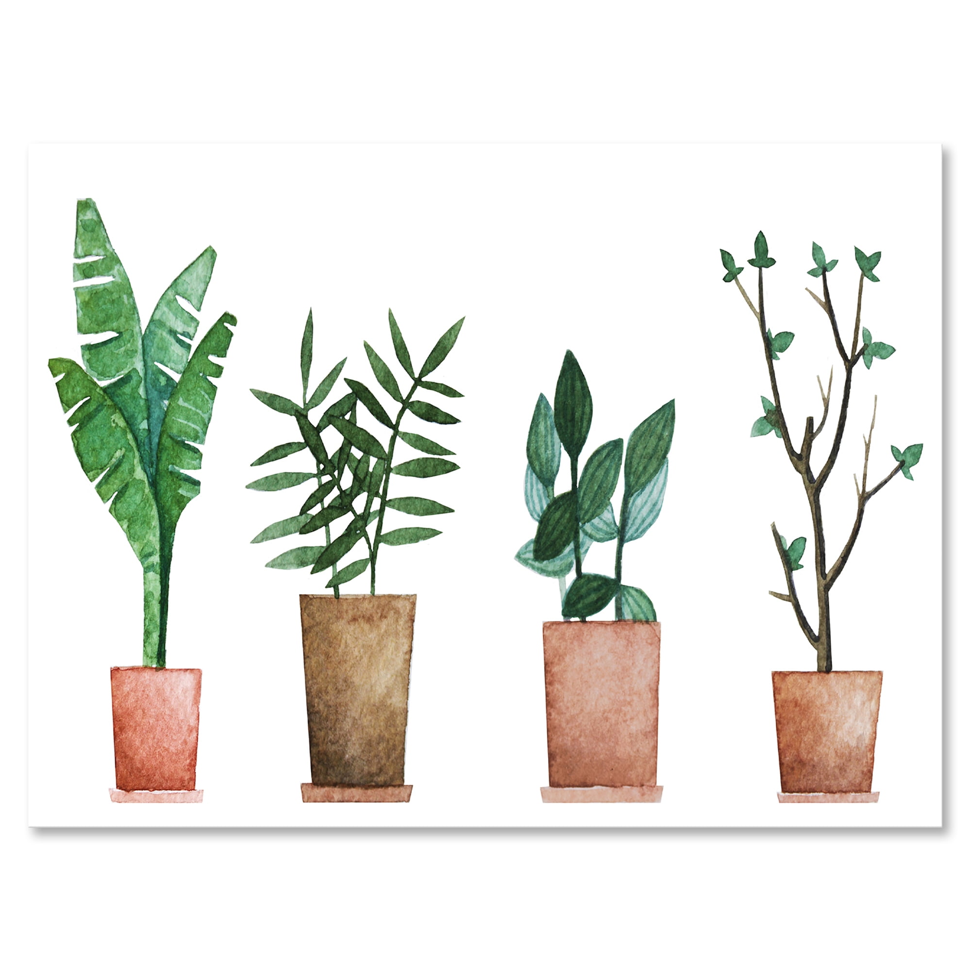 Farmhouse Green Potted Plants Canvas Wall Art 32" x 24"