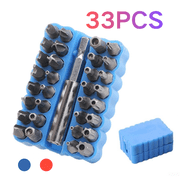 DuoBao 33pcs Security Bit Set 1/4 Inch Hex Shank Screwdriver Bit Set,Tamper Proof Bits-Torx+Hex+Tri Wing+Star+Spanner for Torx Security Screwdriver Set,High Hardness Impact Driver Bit Set - Blue