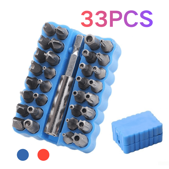 DuoBao 33pcs Security Bit Set 1/4 Inch Hex Shank Screwdriver Bit Set,Tamper Proof Bits-Torx+Hex+Tri Wing+Star+Spanner for Torx Security Screwdriver Set,High Hardness Impact Driver Bit Set - Blue