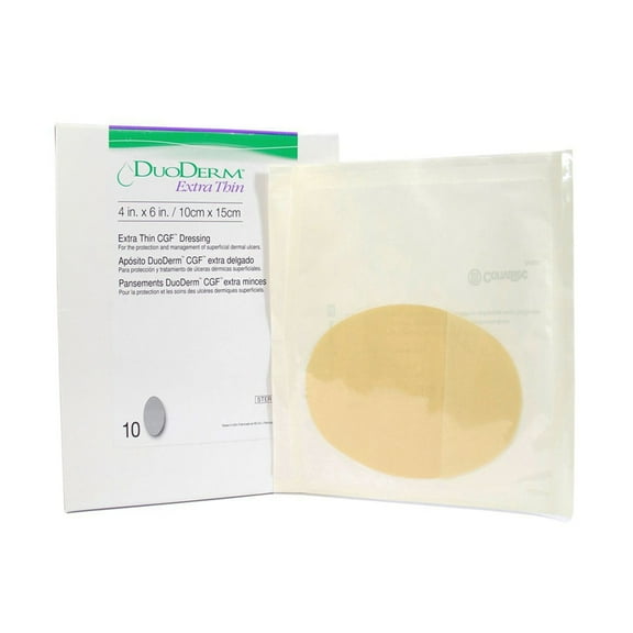 DuoDERM Extra Thin CGF Thin Hydrocolloid Dressing 4 x 6 Inch Oval Film Backing, #187902, Box of 10
