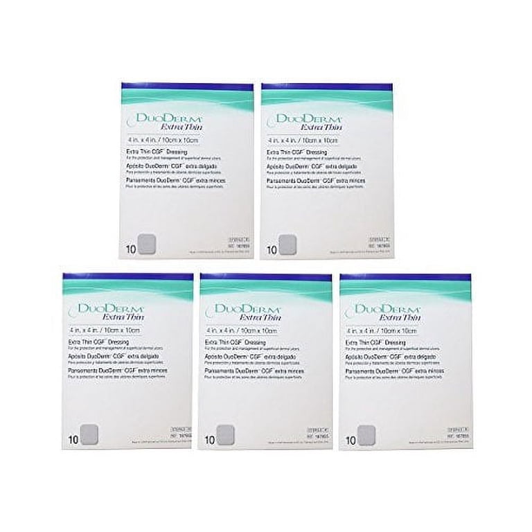 DuoDerm Extra Thin sterile Hydrocolloid dressing 4" x 4", 5 Boxes DuoDerm Extra Thin sterile Hydrocolloid dressing 4" x 4", 5 Boxes