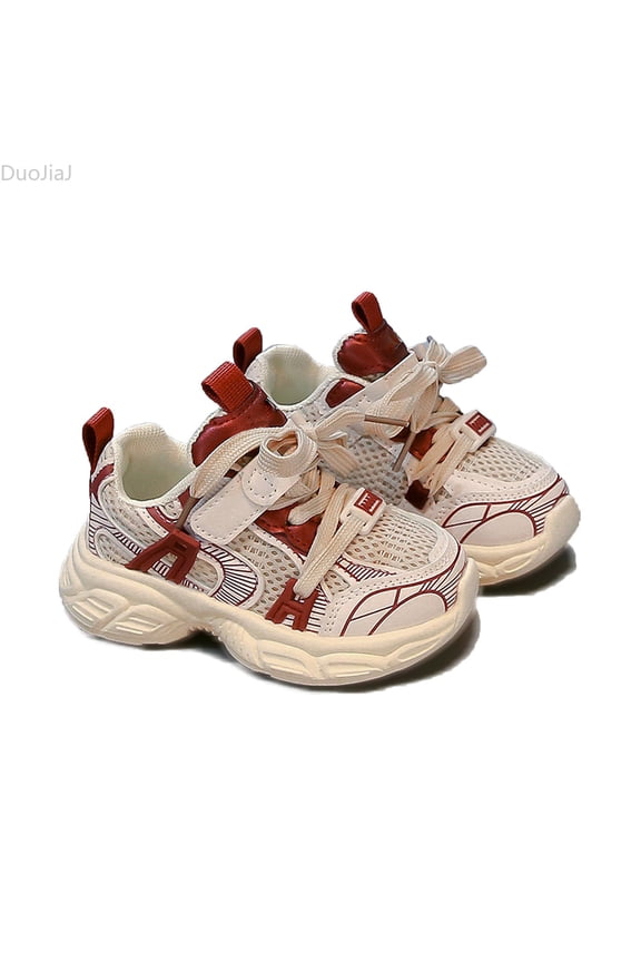 2026 Spring Fashion Lightweight Platform Girls Dad Shoes E Net Breathable Boys Sneakers Child Running Upper Girls Gym Shoes Size 22,Red