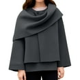 thumbnail image 1 of DuoJiaJ A Short Knitted Coat With A Solid Color Asymmetrical Scarf For Women Fall Plus Size Tops Gray L, 1 of 3