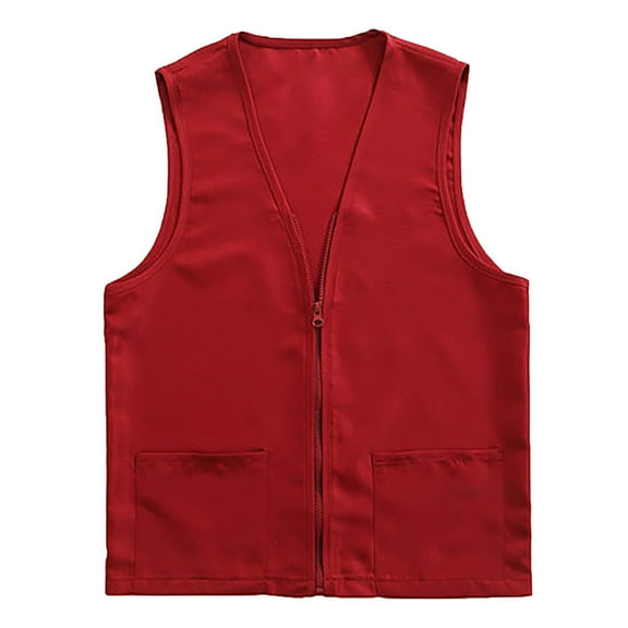 DuoJiaJ Adult Postulant Activity Vest Supermarket Vests Clerk Workwear Womens Warm Winter Coat Red L