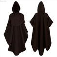thumbnail image 1 of DuoJiaJ Adults Hooded Cape, Stand Collar Punk Style Cloak Brown Sizes S-L, 1 of 7