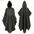 thumbnail image 1 of DuoJiaJ Adults Hooded Cape, Stand Collar Punk Style Cloak Green Sizes S-L, 1 of 7