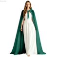 thumbnail image 1 of DuoJiaJ Adults Hooded Silk Cape, Tie Front Cloak Green Sizes One Size, 1 of 1