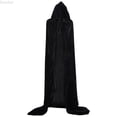 thumbnail image 1 of DuoJiaJ Adults Hooded Velvet Cape, Witch Cloak Party Dress Up Black, 1 of 5