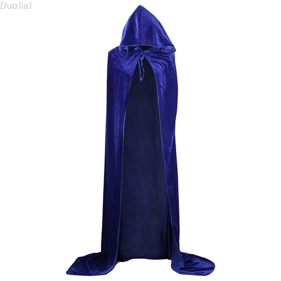DuoJiaJ Adults Hooded Velvet Cape, Witch Cloak Party Dress Up Blue