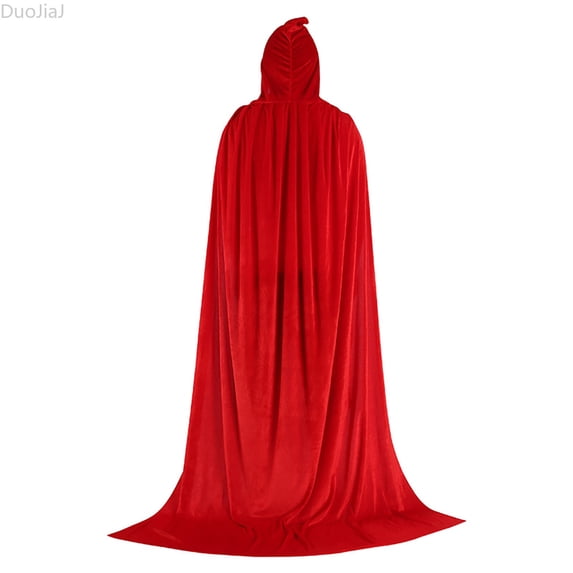 DuoJiaJ Adults Hooded Velvet Cape, Witch Cloak Party Dress Up Red Sizes M-3XL