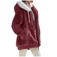 thumbnail image 1 of DuoJiaJ Autumn And Winter Loose Long Sleeve Zipper Pocket Hooded Warm Coat For Women Cockroach Women Winter Coat Red XXXXXL, 1 of 3