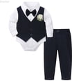thumbnail image 1 of DuoJiaJ Baby Boys Gentleman Tuxedo Outfit Formal Shirt Vest Pants 3 Piece Suit,12-18 Months, 1 of 1