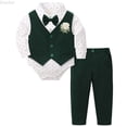 thumbnail image 1 of DuoJiaJ Baby Boys Gentleman Tuxedo Outfit Formal Shirt Vest Pants 3 Piece Suit,12-18 Months, 1 of 1