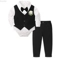 thumbnail image 1 of DuoJiaJ Baby Boys Gentleman Tuxedo Outfit Formal Shirt Vest Pants 3 Piece Suit,3-6 Months, 1 of 1