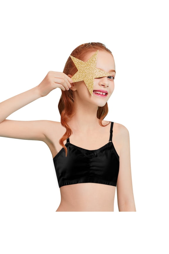 Big Girls Student Training Bras Wireless Light Padded Sports Cropped Cami Bras For Teens Underwear Adjustable Bra Vest Teenager Underclothes Plus Size Bras Black