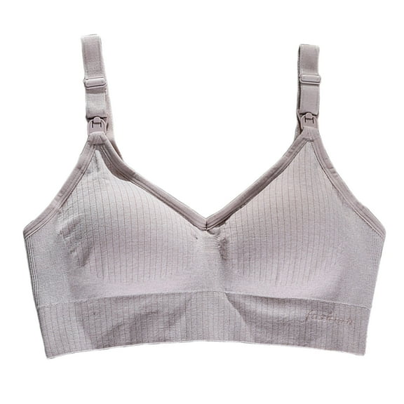 DuoJiaJ Bra Milk Front Buckle Nursing Bra T-Shirt Bras Brown