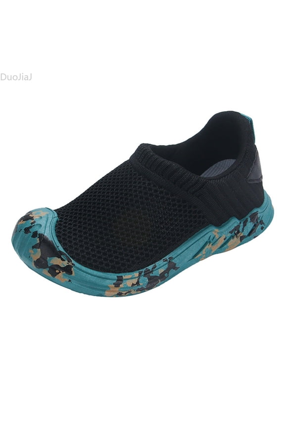 Children's Breathable Fly Mesh Casual Slip On Sneakers Girls Lightweight Sneakers Size 11.5,Black