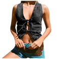 thumbnail image 1 of DuoJiaJ Cropped Vest For Women Denim Vest Deep V Neck Tie Up Front Sleeveless Jean Tank Top Low Cut Tight Fit Fashion Vest Cotton Tank Tops for Women, 1 of 4
