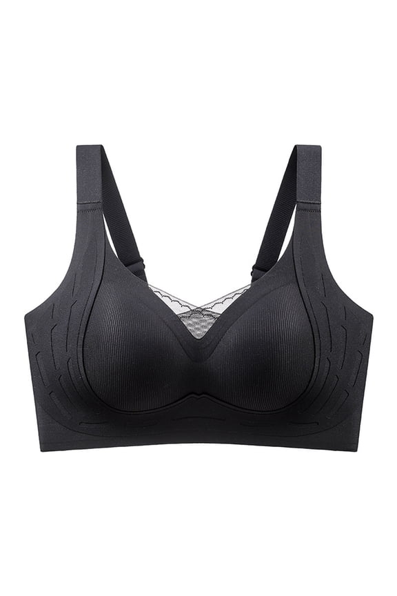 Cup Bra For Big Breasts Soft Support No Rims Push Up Bra Wireless Bras Black
