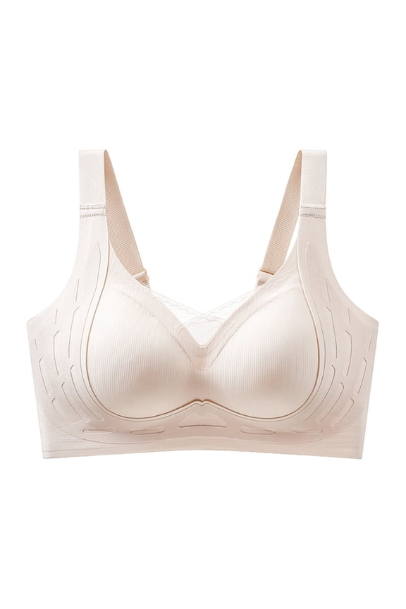 Cup Bra For Big Breasts Soft Support No Rims Push Up Bra Wireless Bras White