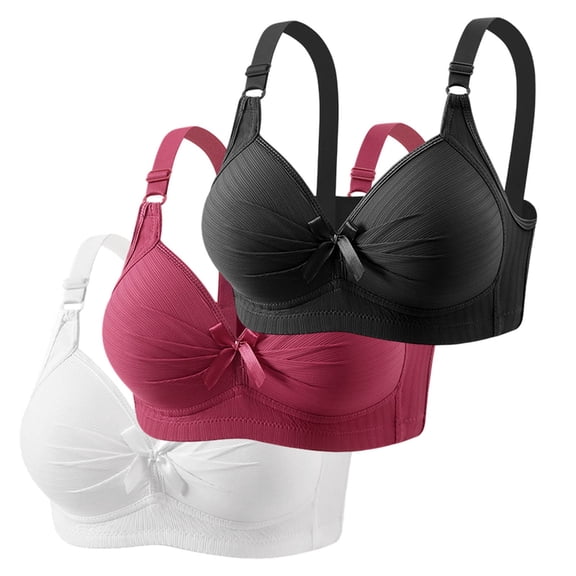 DuoJiaJ Elegant Bow Breathable Full Coverage Underwire Bra For Comfortable Support Everyday T Shirt Lingerie Sports Bras for Women Gray