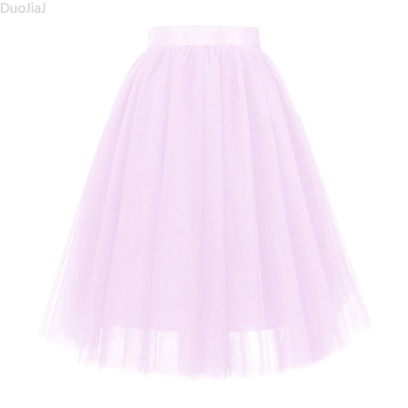 DuoJiaJ Elegant Layered Skirt Flowy A Line Midi Length Party Wear With Comfortable Waistband For Various Occasions Skirts For Women Purple XL