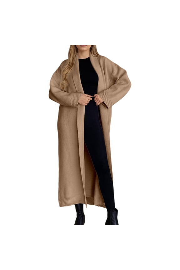Elegant Long Cardigan Sweater Coat For Fashionable And Autumn And Winter Outerwear Stylish Open Front Knit Jacket Ideal For Casual And Formal Occasions Womens Fashion Yellow L