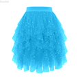 thumbnail image 1 of DuoJiaJ Elegant Sheer Layered Midi Skirt With Ruffled Hem For Lightweight Flowy Skirt For Casual Party And Wear Skirts For Women Blue M, 1 of 3