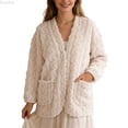 thumbnail image 1 of DuoJiaJ Fleece Robe Long Sleeve Open Front Kimono Cardigan Shawl Wrap Coat For Home Wear Womens Sleepwear White XL, 1 of 4