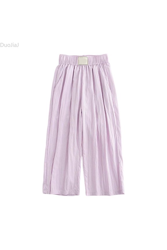 Girls Casual Pants Wide Leg Palazzo Boho Summer Trousers For Toddler Kids Youth Comfortable Elastic Waist Lightweight Breathable Summer Casual Pants Girls Size 2-3 Years,Purple