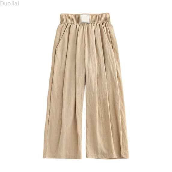 DuoJiaJ Girls Casual Pants Wide Leg Palazzo Boho Summer Trousers For Toddler Kids Youth Comfortable Elastic Waist Lightweight Breathable Summer Casual Pants Girls Size 5-6 Years,Yellow