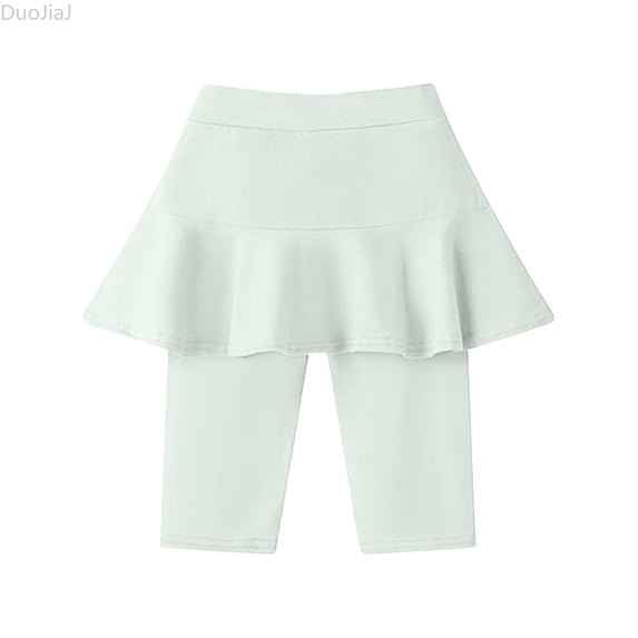 DuoJiaJ Girls Knee Length Leggings With Skirt Kids Summer Ruffle Skirt Pants Stretchy Athletic Pants For 3 10 Years Leggings For Girls Size 4-5 Years,Green