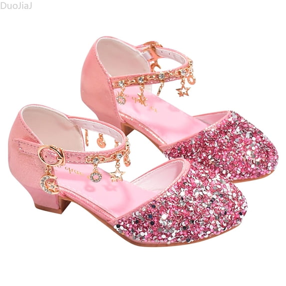 DuoJiaJ Girls Low Heeled Dress Shoes Rhinestone Bows Low Heel Princess Flower Wedding Party For Toddler Little Kid Girls Closed Toe Heeled Sandals Size 1