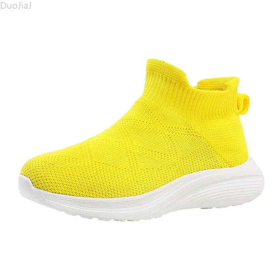 DuoJiaJ Girls Sneakers For Kids Lightweight Breathable Mesh Running Shoes Comfortable Casual Sports Shoes For Girls And Boys Age 4 12 Athletic Shoes For Girls Size 12.5,Yellow