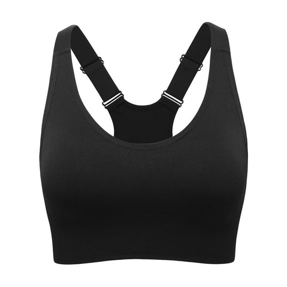 DuoJiaJ High Plus Size Sports Bra For Women Front Adjustable Straps Wirefree Support Workout Yoga Running Athletic Top Plus Size Bras Black
