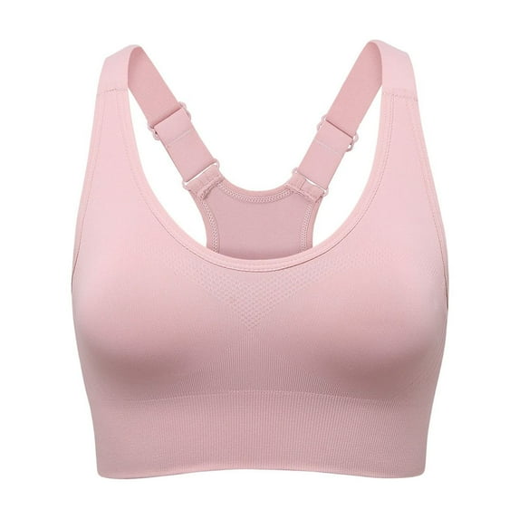 DuoJiaJ High Plus Size Sports Bra For Women Front Adjustable Straps Wirefree Support Workout Yoga Running Athletic Top Plus Size Bras Pink