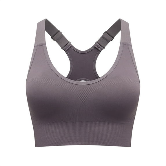 DuoJiaJ High Plus Size Sports Bra For Women Front Adjustable Straps Wirefree Support Workout Yoga Running Athletic Top Plus Size Bras Purple