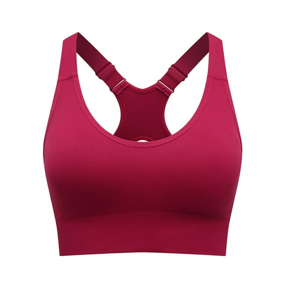 DuoJiaJ High Plus Size Sports Bra For Women Front Adjustable Straps Wirefree Support Workout Yoga Running Athletic Top Plus Size Bras Red