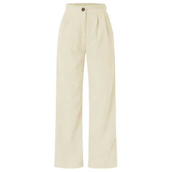 DuoJiaJ High Waist Cord Wide Leg Pants Straight Trousers Women Big Size Corduroy Pants High Waisted Casual Work Pants Women