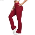 thumbnail image 1 of DuoJiaJ High Waist Flare Leggings For Butt Lifting Yoga Pants With Pockets Comfortable Athletic Workout Casual Wear Women's Lounge Pants Red L, 1 of 5