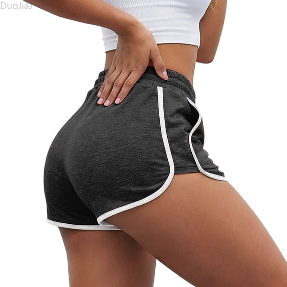 DuoJiaJ High Waist Workout Shorts For With Pockets Side Split Hem Athletic Running Yoga Shorts Comfortable Stretchy Breathable Women Workout Shorts Gray XL