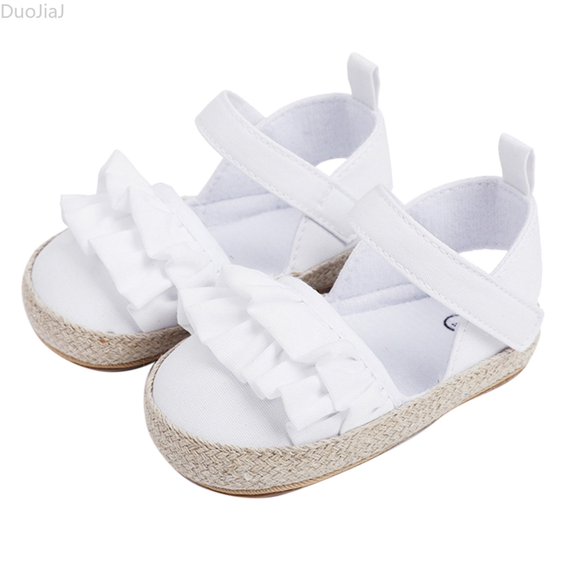 DuoJiaJ Girls Ruffles Shoes First Walkers Shoes Summer Toddler Flat Sandals Baby Girl Sandals Size 13