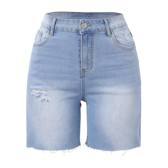 DuoJiaJ Jean Shorts For Women High Waisted Stretchy Casual Denim Shorts Ripped Hem Summer Trendy Jorts Plus Size Casual Pants Women