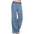 thumbnail image 1 of DuoJiaJ Jeans Pants Wide Palazzo Women Leg Trousers Denim Elasticity Casual Waist High Pants Linen Casual Pants Women, 1 of 5