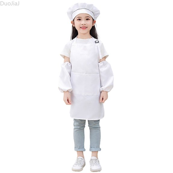 DuoJiaJ Kid Art Smock Solid Color Apron Sleeve And Hat Three Piece Set For Children Printed Artist Painting Aprons Smocks With Long Sleeve Girls Long Sleeve T Shirts Size 3-6 Years