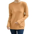 thumbnail image 1 of DuoJiaJ Knit Pullover Sweater Casual Loose Fit Ribbed Long Sleeve Top Soft Comfortable Round Neck Basic Tunic Blouse For Fall Winter Womens Fall Sweater Pullover Gold M, 1 of 2