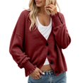 thumbnail image 1 of DuoJiaJ Knit Sweater Coat Long Sleeve Button Down Cardigan For Fall And Winter Versatile Elegant Outerwear Soft Comfortable Daily Wear Womens Fashion Red L, 1 of 5