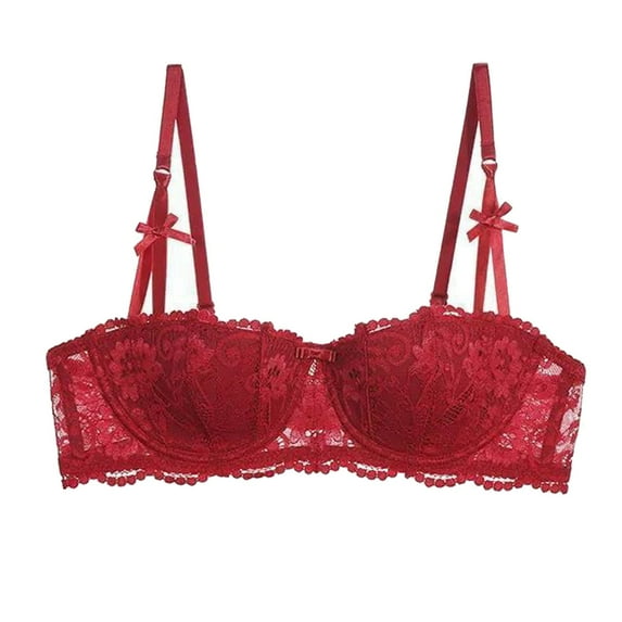 DuoJiaJ Lace Half Cup Thin Bra Bridal Bra Push Up Women’s Classic Lace Push Up Bra Push Up Bras Red